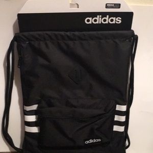 New black and white draw string adidas bag